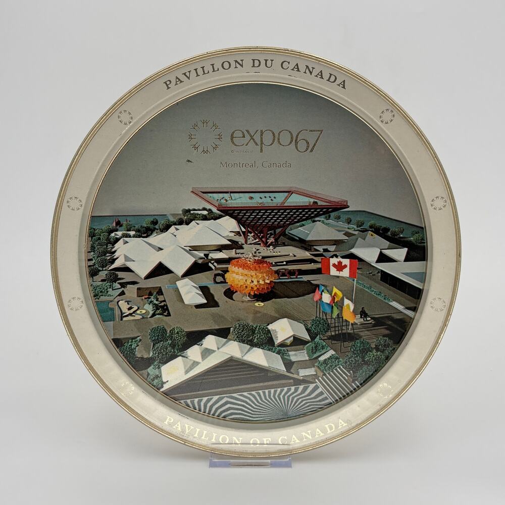 Vintage Expo 67 Montreal Metal Tray Canada Pavilion Souvenir World Fair 12"